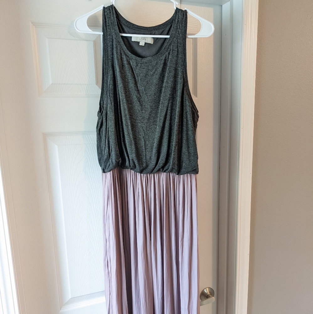LOFT Mauve and Gray Maxi Dress Size Large